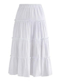 Solid Color Tiered Midi Skirt- Outfit