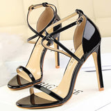 Shoes Fashion High Heels Shoes Patent Leather Woman Pumps Sexy Women Heels Blue Sliver Stiletto Heels Women Sandals