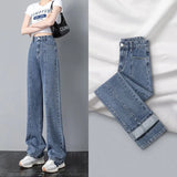Zingj Wide-Leg Jeans For Women's 2024 New Looks Slim, Loose, Straight Pants-Outfit