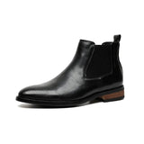 Zingj British Chelsea Men's High Help Simple Advanced Sense Casual Business Dress Pointed Leather Boots