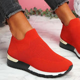 Spring Knitting Socks Shoes Women 2022 Mesh Breathable Platform Sneakers Slip on Flat Casual Loafers Ladies Vulcanized