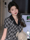 Short Sleeve Sexy Mini Pleated Dress Summer Women Fashion V-neck Preppy Style Streetwear Outfits Lattice Y2K Party