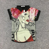 Summer New Floral Short Sleeve Vintage Blouse Turn Down Collar Shirt Blusas Feminino Ladies Blouses Womens