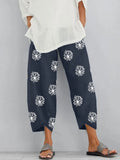 Loose Dandelion Print Elastic Waist Dungarees