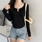Zingj Long Sleeve Design Sense Niche Bottom T-Shirt Female 2024 New Milk Sweet V Collar Slim Knit Short Jacket-Outfit
