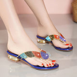 Water Drill Sandals Women Wear Flat-Bottomed Flip-Flops Bohemian Low-Heeled Beach Slippers In