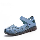 Summer New Handmade Women's Shoes National Style Genuine Leather Hollow Women's Sandals soft Flat with