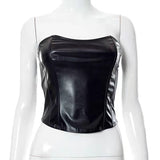 Zingj Summer Fashion New Chest With Waist Show Thin Sexy Lady PU Small Vest Female