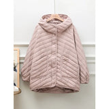 Light Down Jacket 2024 New Loose Simple Hooded Large Size White Duck Down Thin Coat-Outfit