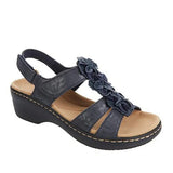 for Women's Summer 2022 Plus Size Casual Round Toe Flower Sandals Women Wedge Roman Sandals Women PU Leather