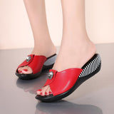 2021 Summer Platform Flip Flops Fashion Beach Shoes Woman Anti-slip Genuine Leather Sandals Women Slippers