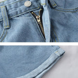 Women Chic All-match Korean Casual Basic Simple Harajuku Teens Denim Short Trouser Basic Loose Wide-leg Womens