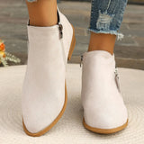 Velvet Side Zipper Short-Trace Martin Boots Women Pointed Thick And Thin Leopard-Print Single
