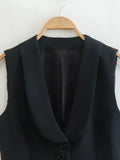 Black Vest Woman Cropped Women's Sleeveless Jacket Fashion Vests Sets Office Waistcoat Women Elegant Winter Short