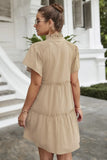 V-neck Lace Up Chiffon Summer Dress For Women Casual Butterfly Sleeve Loose A-line Mini Dresses Femme Holiday Party