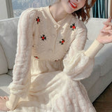 Winter Elegant Fashion Sweet Embroidery Sweater Dress Ladies Long Sleeve Casual Vestidos Women's Temperament Robe