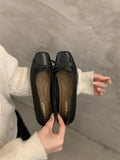 Zingj Single Shoe Shallow Bow Spring 2024 New French Gentle Night Wind Flat Scoop Shoes Women's