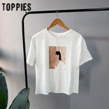 Art Abstract Printing T-shirts Summer Tops Shorts Sleeve Slim T-shirts Woman Casual