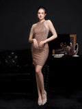 Chain Sequin Slim Dress Summer Women Fashion Hollow Out Off Shoulder Skinny Club Dresses Ladies Sleeveless Party