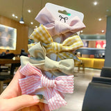 Pcs/set Cotton Dot Printed Hair Clips For Cute Girls Plaid Bowknots Boutique Barrettes Kids Hair Accessories Hairpins 2020