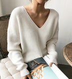 Pullover Sweater Women V Neck Loose Sweater Korean Style Knitwear Jumpers Autumn Fall 2019