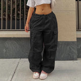 Clothing Oversized Drawstring Low Waist Parachute Loose Fit Sweatpants Trousers Women Jogger Cargo Pants Streetwear