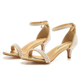 Cm Light Mouth With Low Heel High Heel Gold Pearl Wedding Dress Bridal Banquet