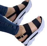 Zingj Summer New Large Size Women's Shoes Wide A Word With Sweet Wind Platform Sandals- Outfit