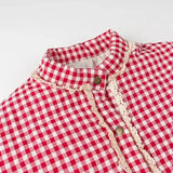 Plaid Heart Patchwork Pocket Puffer Jacket- Outfit