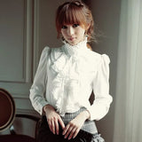 5XL Womens Lolita Princess Blouses Ladies Elegant Casual Loose Long Sleeve Shirts Female Tops Party Office