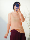 Folded Women's Clothing New Simple Classic Long-Sleeved Top Lady High-End Wrinkle Bottom Shirt
