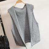 Sweater Vest Cardigan Shrugs Top Hooded Short Sleeveless Shrug Outerwear Autumn Fall Sweaters Women Casual Female