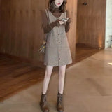 Zingj Foreign Style Reduce Age Show Thin Sweet Wind Autumn Warm New Style Hepburn Wind Temperament Fried Street Skirt Two Sets-Outfit