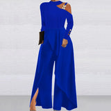 Spot 2025 New Solid Color Long Sleeve Off-The-Shoulder Women's Elegant Party Wide-Leg