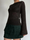 Vintage Backless Loose Sweater Pullovers Women Grunge y2k Full Sleeve Bandage Jumpers 2023 Autumn Outfits Streetwear