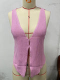 Zingj Round Collar Sexy Vest Women's Summer New Style Sleeveless Hot Girls Knit Top Cardigan-Outfit