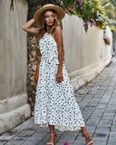 New WOMEN Summer Polka Dot Sling Holiday Casual Dress Fashionable Sleeveless Bohemian