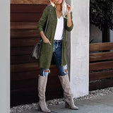 Zingj 2024 Women's Knitting Pocket Cardigan Long Sleeve Casual Knit Loose Sweater Sweater Coat Women-Outfit