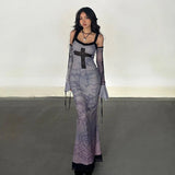 Spring New Sexy Print Halter Dress Fashionable Style Slim Sleeve Lace Dress