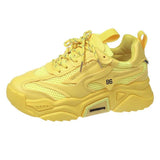 Fashion White Chunky Sneakers Women Shoes Korean Yellow Sneakers Breathable Height Increased Non-slip Casuals Shoes