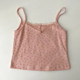 Women Camis Sexy Lace Fashion Print Floral Crop Tops Summer Cute Pink Slim Female Y2k Spaghetti Straps Ladies Tanks