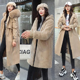 Winter Women Jackets Warm Fleece Hooded Coats -30 Degree Long Thickness Parkas Plus Size Large Fur Collar