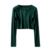 Style O-neck Short Knitted Sweaters Women Thin Cardigan Fashion Sleeve Sun Protection Crop Top Ropa