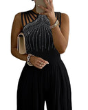 Suits Party Sequins Wide Leg Jumpsuit Women Elegant Sexy Sleeveless One Piece Outfits Summer 2023 Evening Club