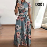 Size Autumn And Winter Women's New Style 2022 Dress Print Street Long-sleeved High-neck Tie Long