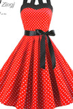 Women Polka Dot Dress Big Swing Vestidos Retro Robe Casual Prom Rockabilly Party Dress 50s 60s Pinup Vintage