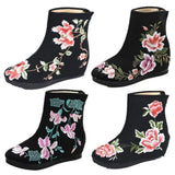 Zingj Boots Embroidered Cloth Boots Women Winter Clip Cotton And Velvet Short Boots With High Slope Heel And High Heel Embroidered