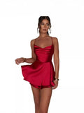 Women's Short Style Xia Xin Style Bare Back Sexy Fashion Satin Satin