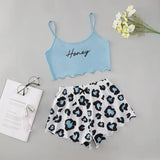 Printed Girls' Short-Sleeved Shorts Sexy Pajamas Girls' Cartoon Leisure PJ Leisure Home