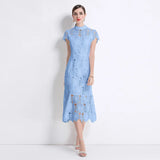 Sister Fan 2025 Round Collar Short-Sleeved Water-Soluble Lace Hollow